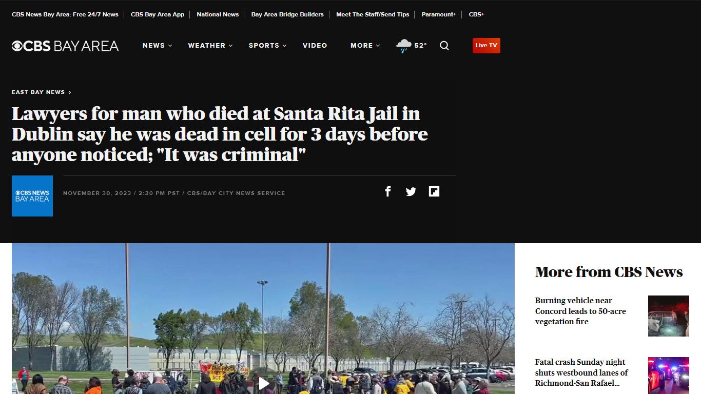 Lawyers for man who died at Santa Rita Jail in Dublin say he was dead ...